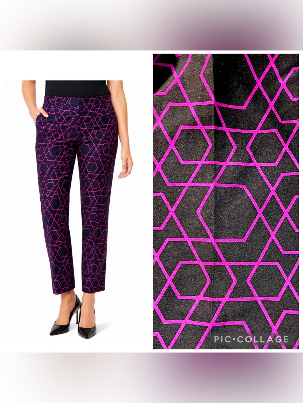 J.Crew Collection Geometric Wool Blend Ankle Pants Pink Black 2